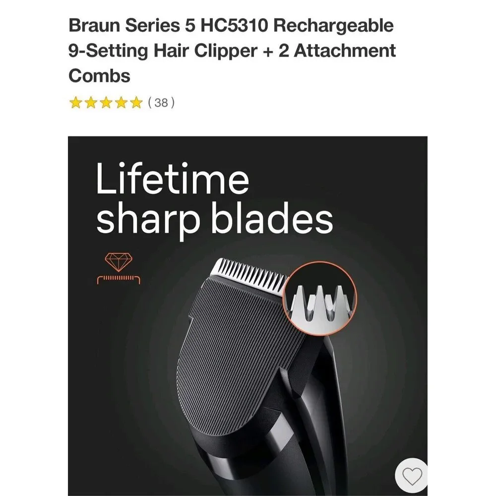 BRAUN SERIES 5 HC5310 9 SETTING HAIR CLIPPERS + 2 ATTACHMENTS‎